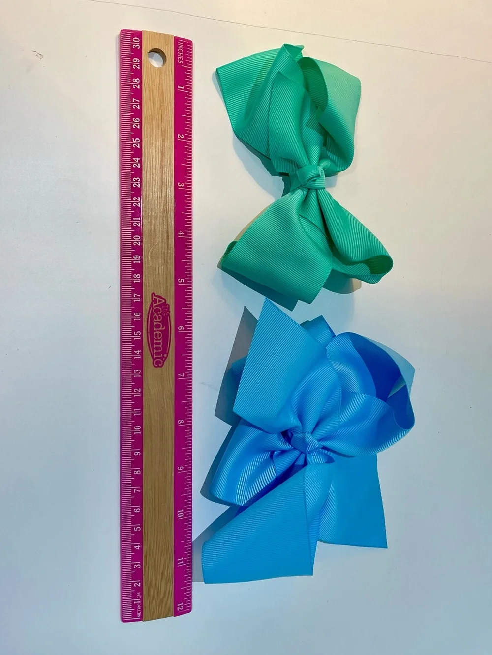 Bundle of 4 hair bows- blue, teal/aquamarine, Easter/peers